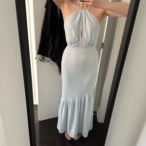NWOT Elegant Light Blue Halter Dress